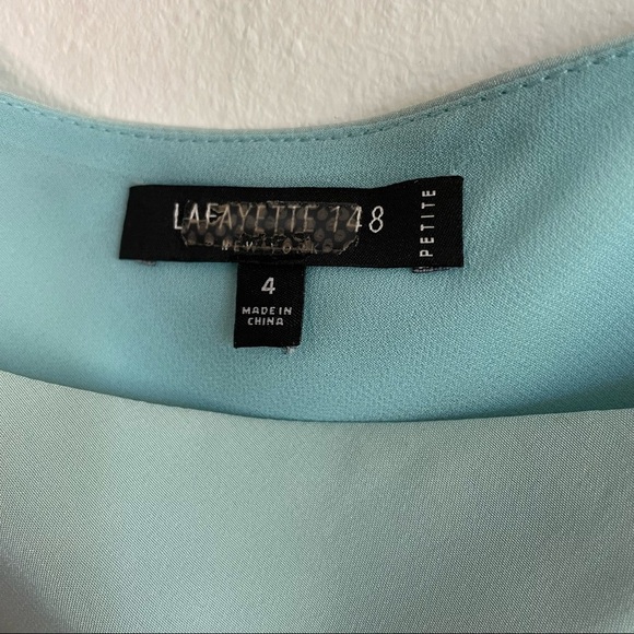 LAFAYETTE 148 PETITE BLUE SILK TOP - Picture 3 of 5